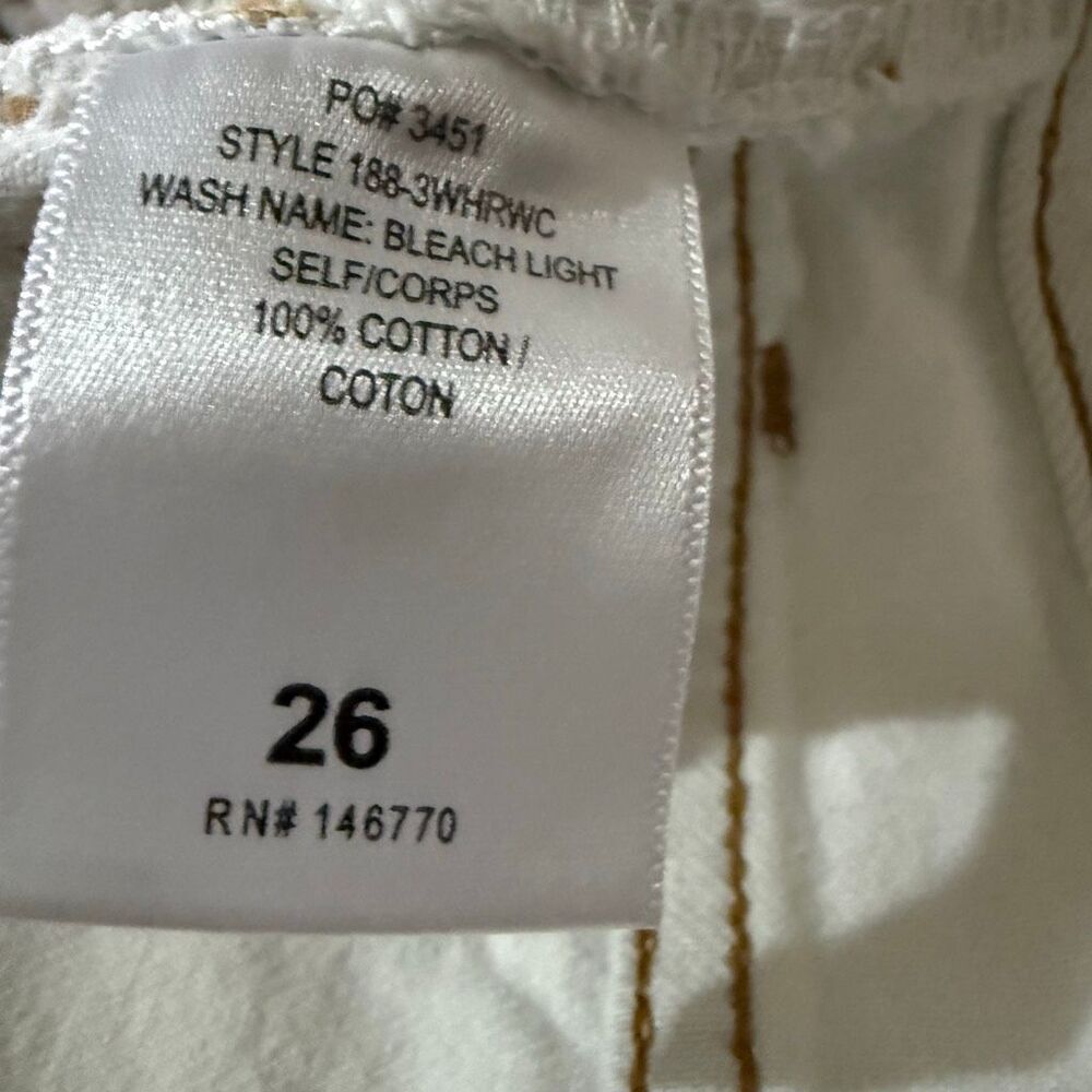 Re/done white high waisted button fly straight leg distressed hem jeans size 26 - Picture 7 of 8